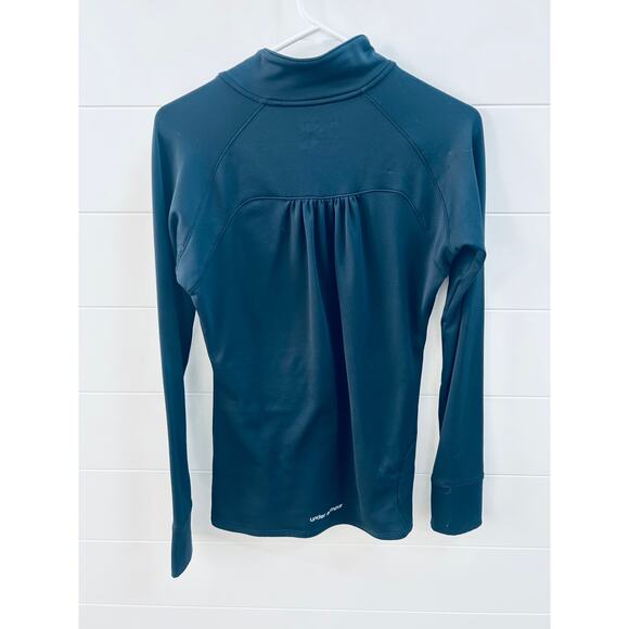 Under Armour Women Size Medium Black Base Layer Long Sleeve Quarter Zip - Picture 2 of 8